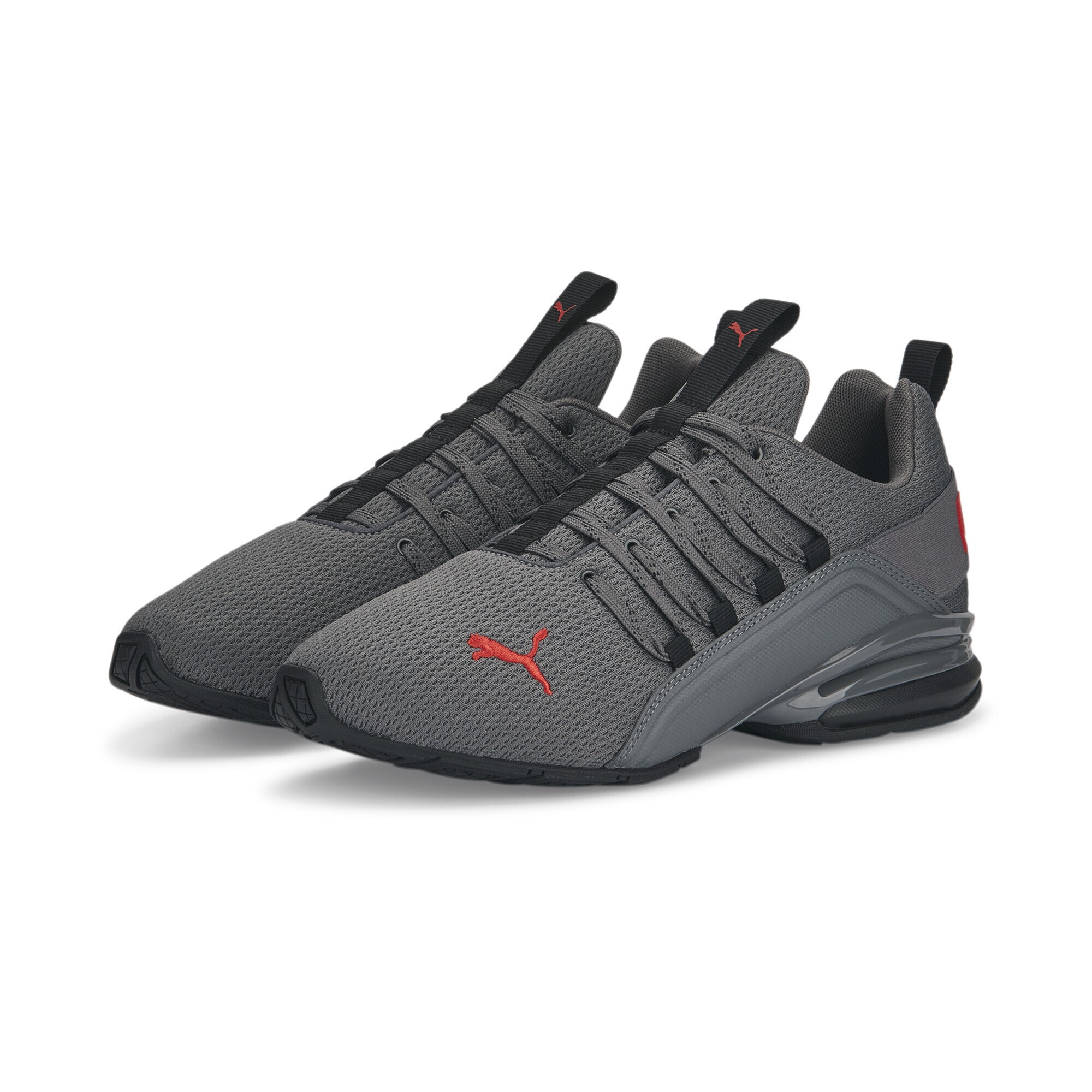 Laufschuh PUMA "Axelion Refresh Laufschuhe Herren", Gr. 40.5, grau (schwarz cool schwarz gray rot), Obermaterial: Textil, Synthetik; Futter: Textil; Innensohle: Textil; Laufsohle: Gummi, Schuhe Image