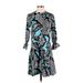 Dennis by Dennis Basso Casual Dress - A-Line Crew Neck 3/4 sleeves: Black Print Dresses - Women's Size 2X-Small