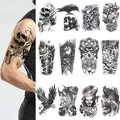 Tatouages temporaires 3D imperméables pour hommes et femmes 12 feuilles d'autocollants manches