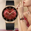 LIGE-Montre à quartz ultra-fine en acier inoxydable pour femme montre étanche pour femme ceinture