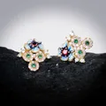Boucles d'oreilles en époxy pour femmes petites fleurs fraîches colorées en Zircon bleu bijoux de