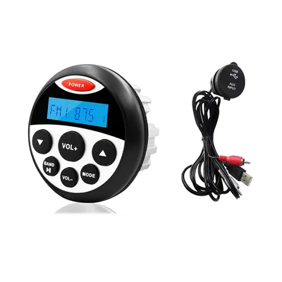 Radio Audio Stéréo Marine Étanche Bluetooth FM AM MP3 Lecteur de Voiture + Extension USB Câble
