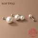 SOFTPIG – boucles d'oreilles en argent Sterling 925 pour femme perles rondes de 6/8/10/12mm