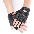 Gants demi-doigt en cuir PU pour femmes et garçons 1 paire à la mode en forme de cœur Cool