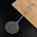 Silicone Skimmer Slotted Spoon Kitchen Stainless Steel Handle Utensil Dark Gray - 14.4"