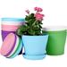 10 Pcs 5.5 Plastic Planters Indoor Flower Plant Pots Medium Flower Seedlings Nursery Pot/Planter/Flower Pot with Pallet Modern Decorative Gardening Containers (Pink / White / Purple / Blue / Green)