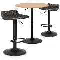 MoNiBloom 3 Piece Bar Table and Chair Set 31.5 Round Pub Height Adjustable Table and Counter Height Barstools for Kitchen