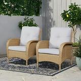 PARKWELL Patio Cushioned Chairs Set of 2 Outdoor Wicker Patio Furniture Sets Beige Cushion