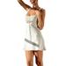 TFFR Women Summer Dress Sleeveless Pleated Tie Up Chest Square Neck Backless Wide Shoulder Straps One Piece Skirt