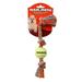 Mammoth Flossy Chews 51040F 11 in. 3-Knot Tug with Mini Tennis Ball Pet Dog Toy