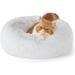 Calming Dog Beds for Small Medium Large Dogs - Round Donut Washable Dog Bed Anti-Slip Faux Fur Fluffy Donut Cuddler Anxiety Cat Bed Fits up to 15-100 lbs