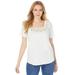 Plus Size Women's Stretch Cotton Eyelet Cutout Tee by Jessica London in White (Size 30/32) Short Sleeve T-Shirt