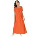 Plus Size Women's Stretch Cotton T-Shirt Maxi Dress by Jessica London in Orange (Size 12)