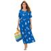 Plus Size Women's Stamped Empire Waist Dress by Woman Within in Bright Cobalt Starfish (Size 1X)