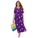 Plus Size Women's Stamped Empire Waist Dress by Woman Within in Radiant Purple Starfish (Size 5X)