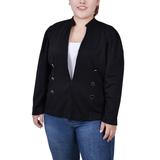 Long Puff-Sleeve Ponte Jacket