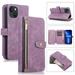 Wallet Case for iPhone 14 Plus with Zipper Pouch Magnetic PU Leather Flip Folio Stand Card Slot with Hand Strap and Cross Body Strap Case Cover for iPhone 14 Plus Purple