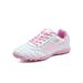 Rotosw Unisex Soccer Cleats Lace Up Sport Sneakers Round Toe Athletic Shoe Kids Football Sneaker Children Lightweight Comfort Pink Broken 8.5