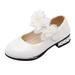 JDEFEG Girls Wedges Sandals Autumn Children Shoes Flower Single Shoes Korean Children Dance Shoes Princess Shoes Leather Shoes Girls Slippers Rubber White 27