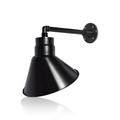 12in Satin Black Outdoor Angle Shade Gooseneck Sign Light Fixture with 13in Long Extension Arm - Wall Sconce Farmhouse Vintage Antique Style - UL Listed - 9W 900lm A19 LED Bulb (5000K Cool White)