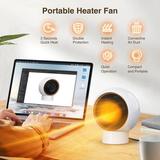 Brano Small Electric Ceramic Space Heater for Indoor Use Portable Heaters Fan for Office and Bedroom with Adjustable Thermostat 500W (White)