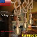 E27 Industrial Pendant Lamp Retro Vintage Edison Hemp Rope Ceiling Light Fixture