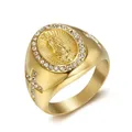 Bague Vierge Marie pour Homme Couleur Or Cubique Bague Religieuse Our Lady of issa Upe Taille