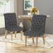 Set of 2 Tufted Fabric Dining Chair Charcoal - 27x36