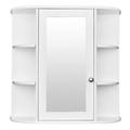 3-tier Single Door Mirror Indoor Bathroom Wall Mounted Cabinet Shelf White