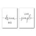 Dream Big Live Simple Set of 2 Posters 18 x 24 Inches Minimalist Art Typography Art Bedroom Wall Art Romantic Gift Home Wall Art Poster