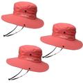 3PCS Sun Hat for Women UV Protection Beach Fishing Hiking Red