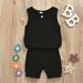 Tejiojio Girls and Toddlers Soft Cotton Clearance Newborn Infant Baby Girls Boys Sleeveless Solid Tops+Short Pants Set