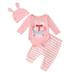 2DXuixsh Gift Basket Baby Girl Boys Girls Easter Long Sleeve Cartoon Rabbit Printed Romper Bodysuits Striped Pants Hat Outfits Skirt Girl Red 70
