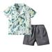 JDEFEG Jacket Pant Set Baby Boy Toddler Kids Baby Boy Floral Short Sleeve Button Shirt Casual Shorts Pants Set Summer Outfits Clothes Size 8 Boy Clothes Green 110