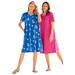 Plus Size Women's Perfect Short-Sleeve Crewneck Tee Dress by Woman Within in Bright Cobalt Flip Flops (Size 1X)