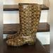 Coach Shoes | Coach Signature C Tan And Brown Rain Boots Size 8 | Color: Brown/Cream | Size: 8