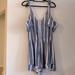 American Eagle Outfitters Pants & Jumpsuits | American Eagle Tie Strap Romper And Off Shoulder Sleeves | Color: Gray/White | Size: L