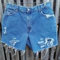 Levi's Shorts | Levi Strauss 550 Red Tag Distressed Denim Shorts | Color: Blue | Size: 34w X 36l Relaxed Fit