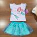 Disney Matching Sets | Nwt Disney The Little Mermaid Girls T-Shirt And Skirt 2-Piece Set Size 18 Months | Color: Green/Purple | Size: 18mb