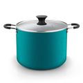 Cook N Home Nonstick Stockpot with Lid 10.5-Qt, Professional Deep Cooking Pot Cookware Canning Stock Pot with Glass Lid, Turquoise