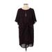 Monk & Lou Casual Dress - Shift Keyhole Short sleeves: Burgundy Dresses - Women's Size Small