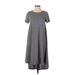 Lularoe Casual Dress - High/Low Crew Neck Short sleeves: Gray Dresses - Women's Size 2X-Small