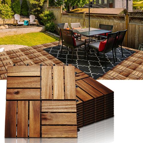 Tolletour – Holzfliesen Mosaik Akazienholz Fliese 11 Stück 30×30 cm Balkonfliesen Gartenfliesen