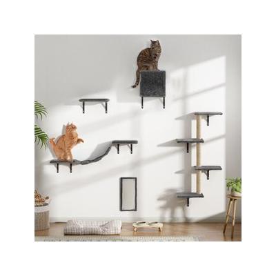 Coziwow Wall Mounted Shelves Set Cat Tree, Gray, 5-Pack