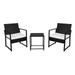 Fithood Single 2pcs Coffee Table 1pc Exposed Flat Chair Three-Piece Set Black