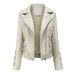 Women s Slim Leather Stand Collar Zip Motorcycle Suit Belt Coat Jacket Tops Plus Size Fall Winter Jackets for Women Coat