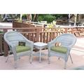 W00402G-2-CES029 2 in. Grey Resin Wicker Clark Single Chair with Sage Green Cushion & End Table - Set of 3