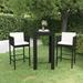 Andoer 3 Piece 113*69*14 Patio Bar Set with Cushions Poly Rattan Black