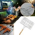 JIUKE Portable Barbecue Outdoor BBQ Grilling with Wood Handle Stainless Steel Wire
