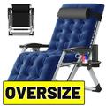 ABORON Zero Gravity Chair Oversized XL Lawn Recliner Reclining Patio Lounger Chair Folding Portable Chaise with Detachable Soft Cushion Cup Holder Headrest